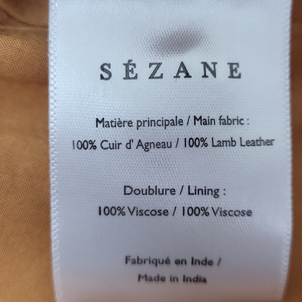 Sezane William Orange Lamb Leather High-Waist Cuffed Shorts. Size 6 - Picture 13 of 14